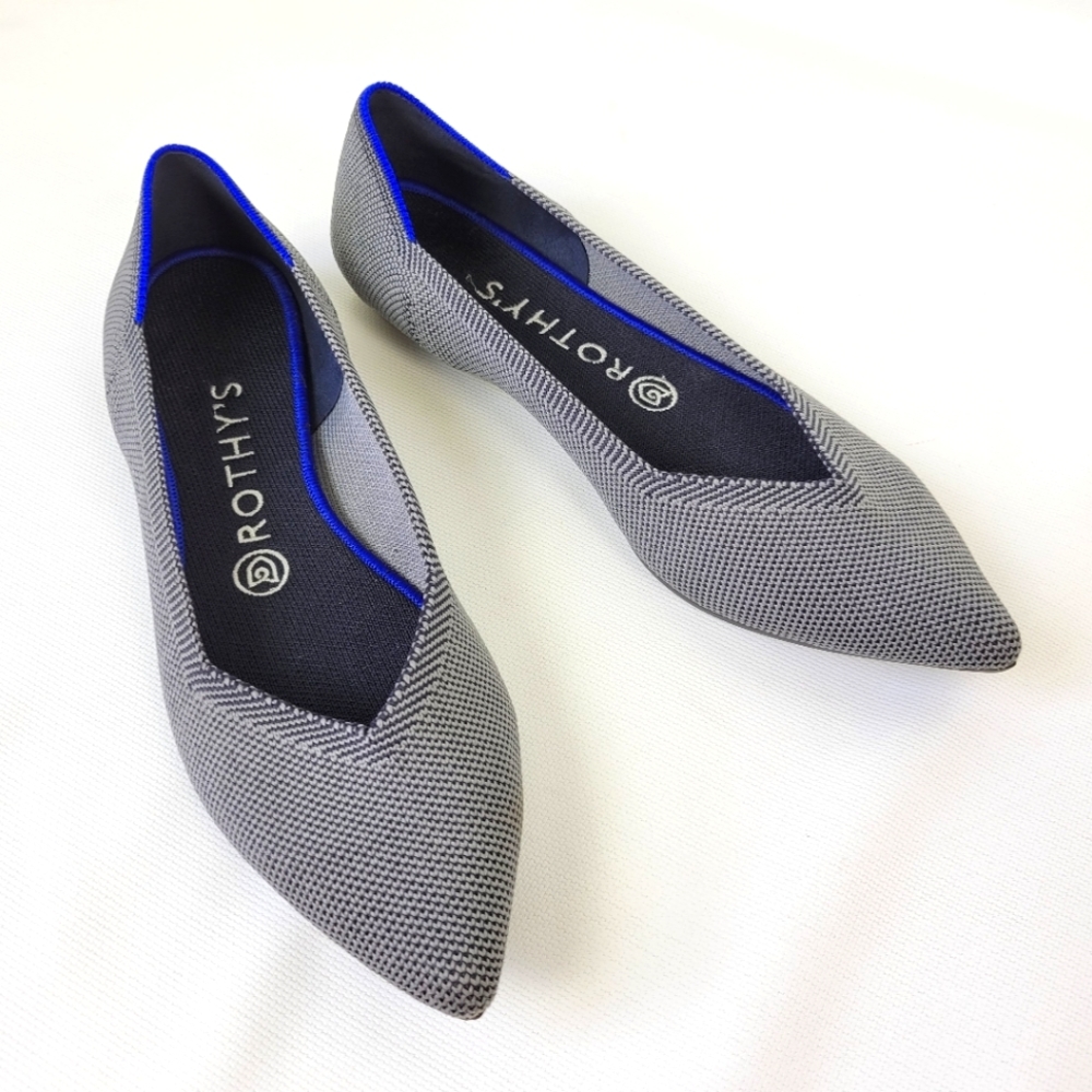 Rothy's Striped Pointy Toe Flats Like New Sz 8